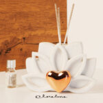 Profumatore fiore grande con applicazione cuore - Bomboniere Claraluna