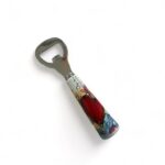 Apribottiglie con manico in porcellana decoro cuori con gift box