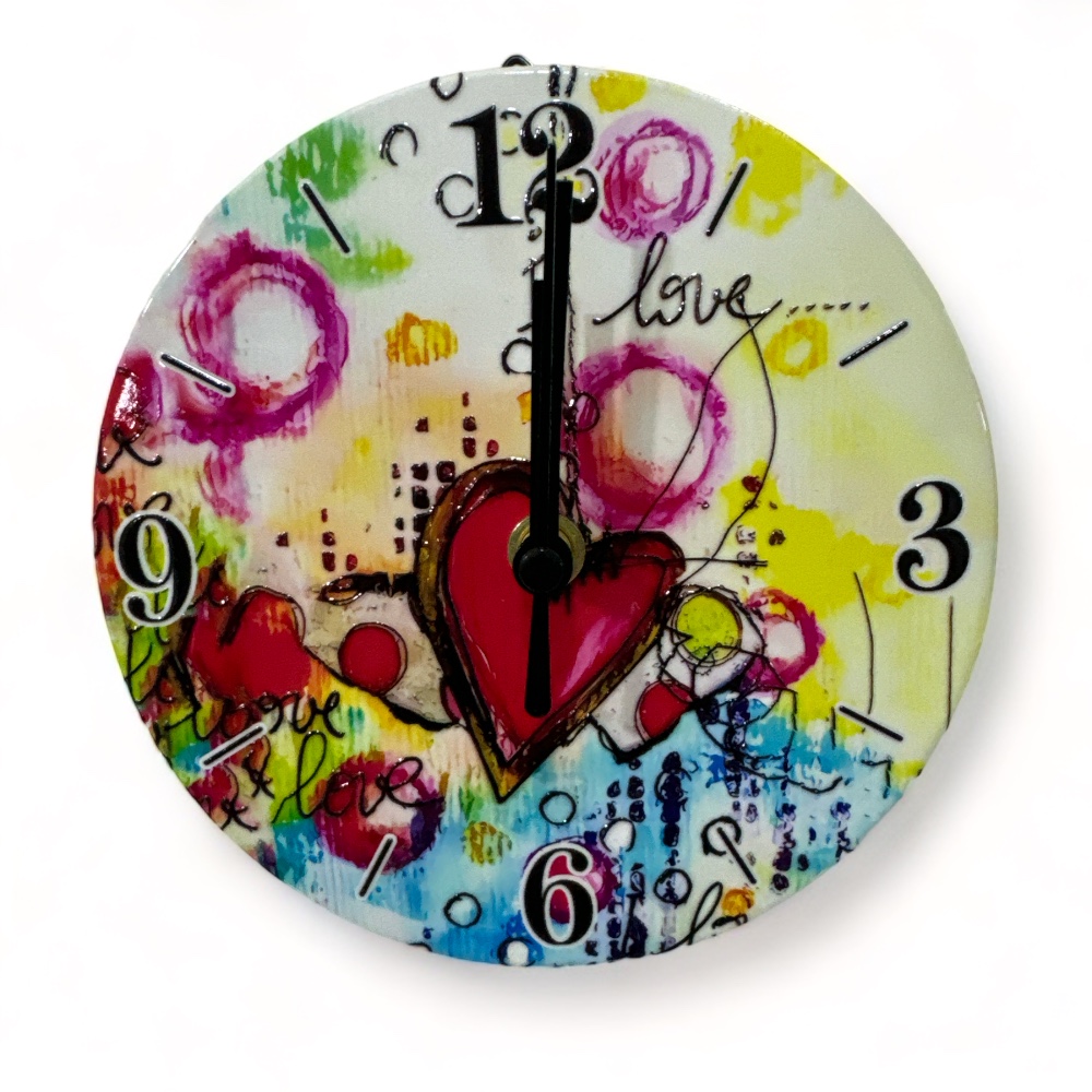 Orologio in ceramica decoro cuori