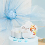 Scatolina fiore azzurra personalizzabile con candela - Bomboniere Claraluna