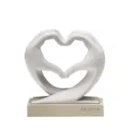Mani a Cuore Bianche con base tortora Fantin Argenti h 12 cm