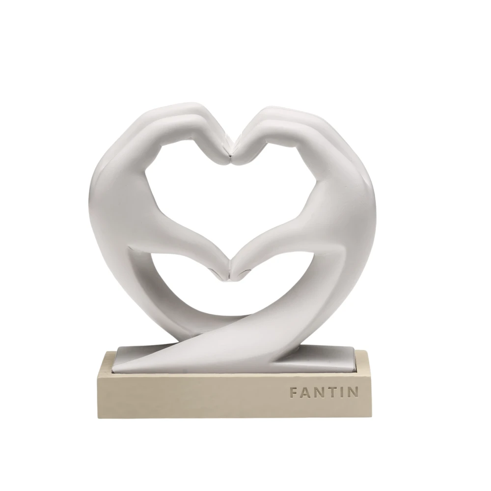 Mani a Cuore Bianche con base tortora Fantin Argenti h 12 cm