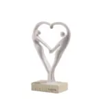 Statuetta Innamorati cuore bianco base tortora