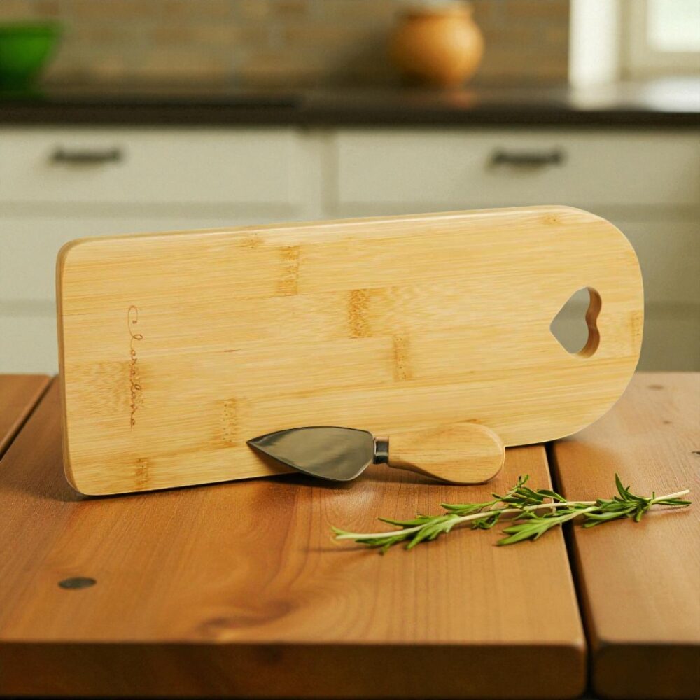 Tagliere in legno di bambù grande con coltellino - Bomboniere Claraluna