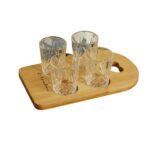 vassoio in legno di bambù con 4 bicchieri