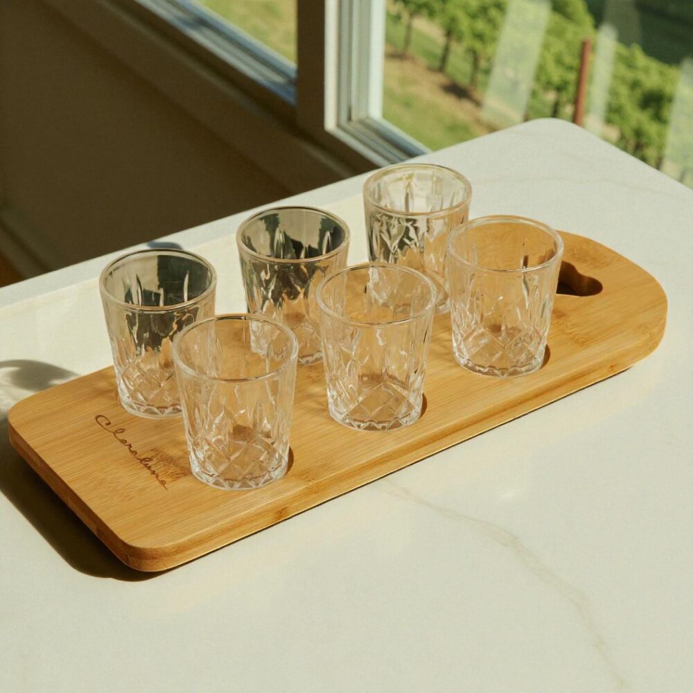 Vassoio in legno di bambù con 6 bicchieri - Bomboniere Claraluna