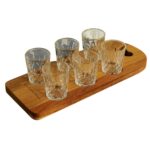 Vassoio in legno di acacia con 6 bicchieri - Bomboniere Claraluna