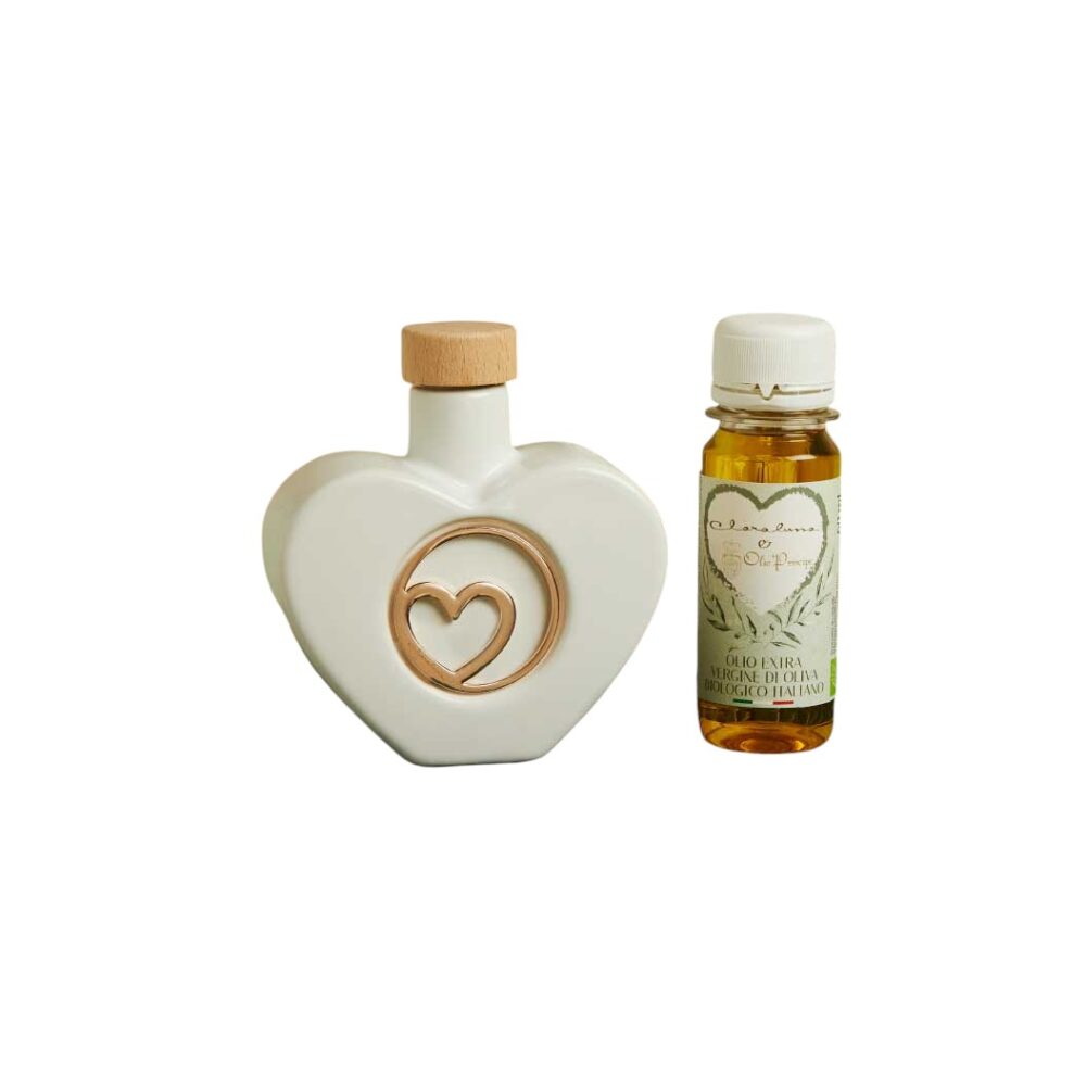 Oliera cuore con olio - Bomboniere Claraluna