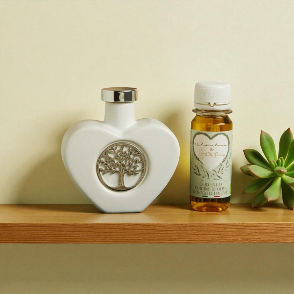 Oliera ulivo silver con olio - Bomboniere Claraluna