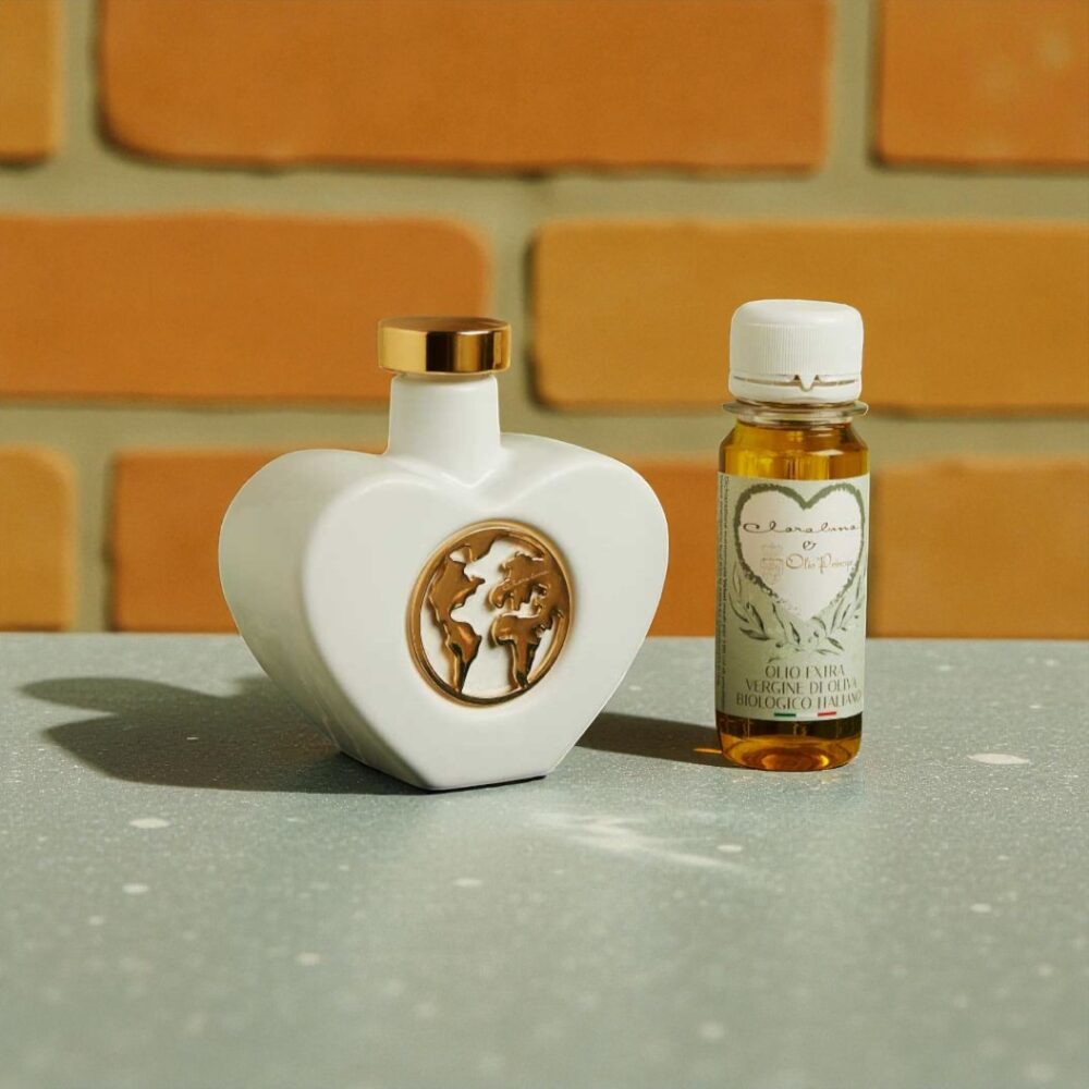 Oliera mondo oro con olio - Bomboniere Claraluna