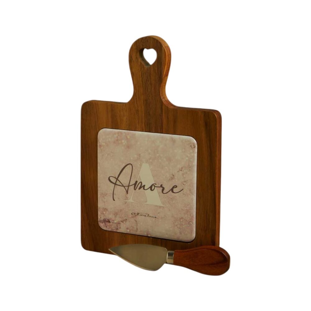 Tagliere ceramica decorata con coltellino - Bomboniere Claraluna