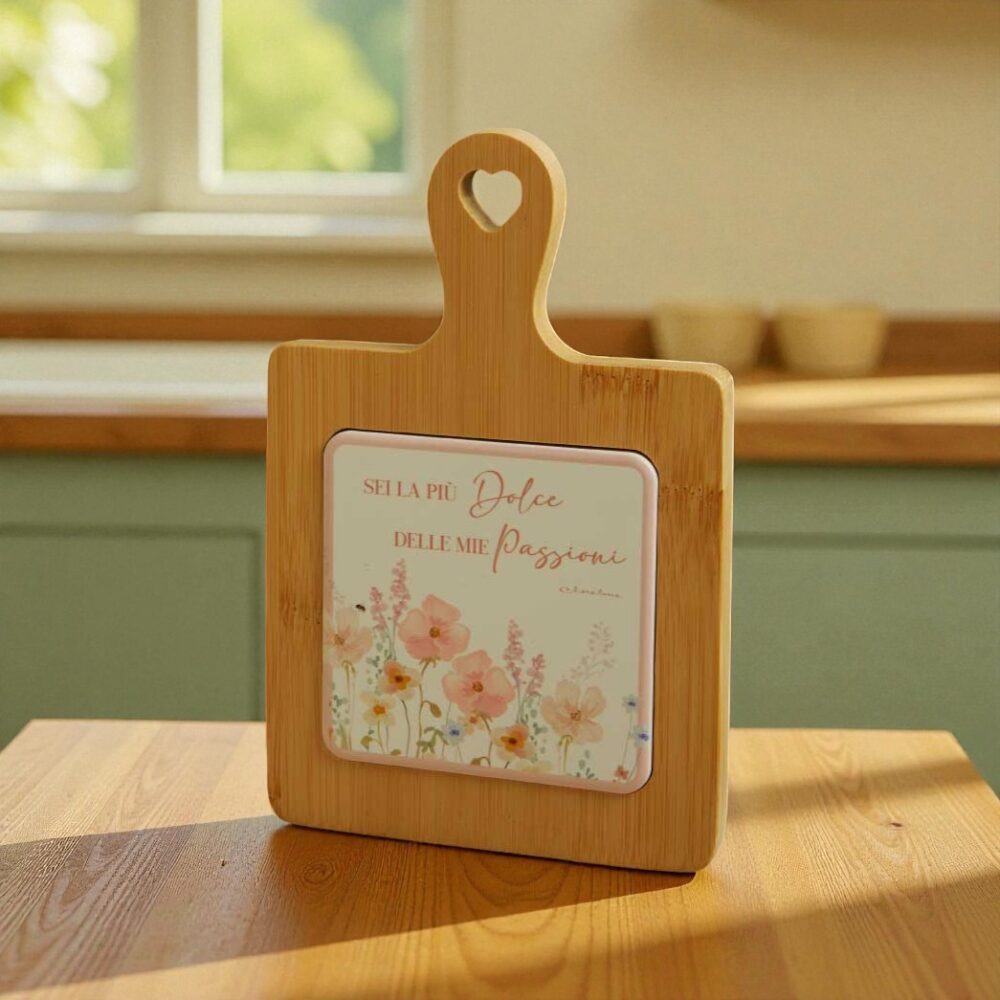 Tagliere ceramica decorata floreale rosa - Bomboniere Claraluna