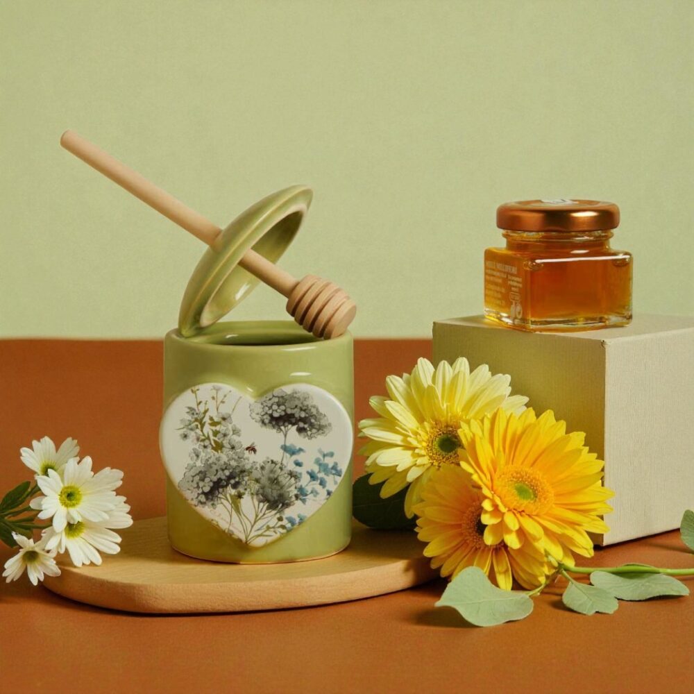 Barattolo porta miele verde con miele - Bomboniere Claraluna