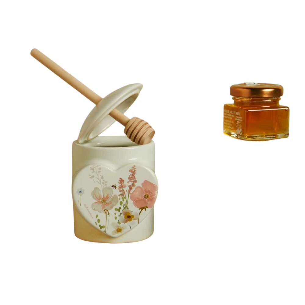 Barattolo porta miele bianco con miele - Bomboniere Claraluna