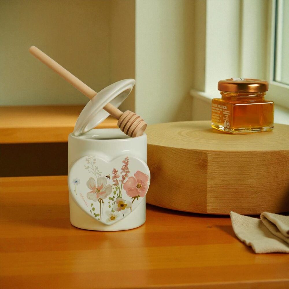 Barattolo porta miele bianco con miele - Bomboniere Claraluna