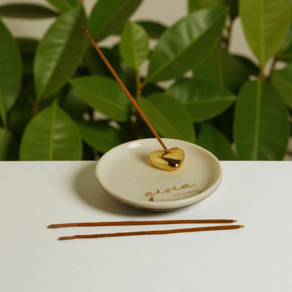 Piattino porta incenso cuore oro - Bomboniere Claraluna
