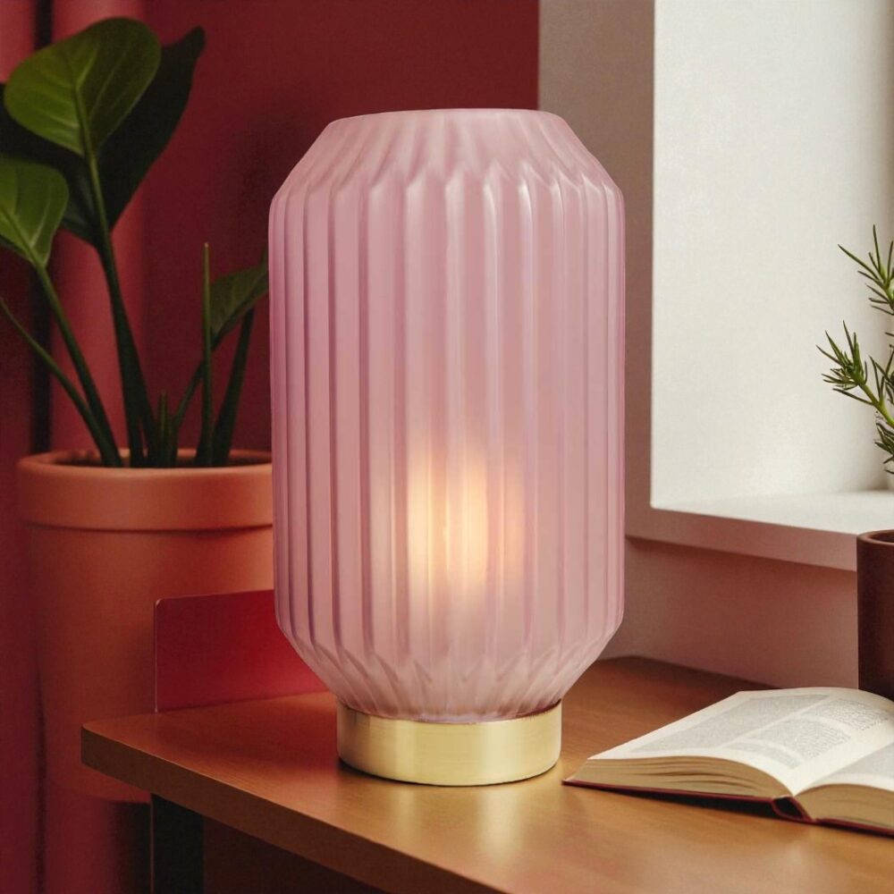 Lampada plissettata rosa grande - Bomboniere Claraluna