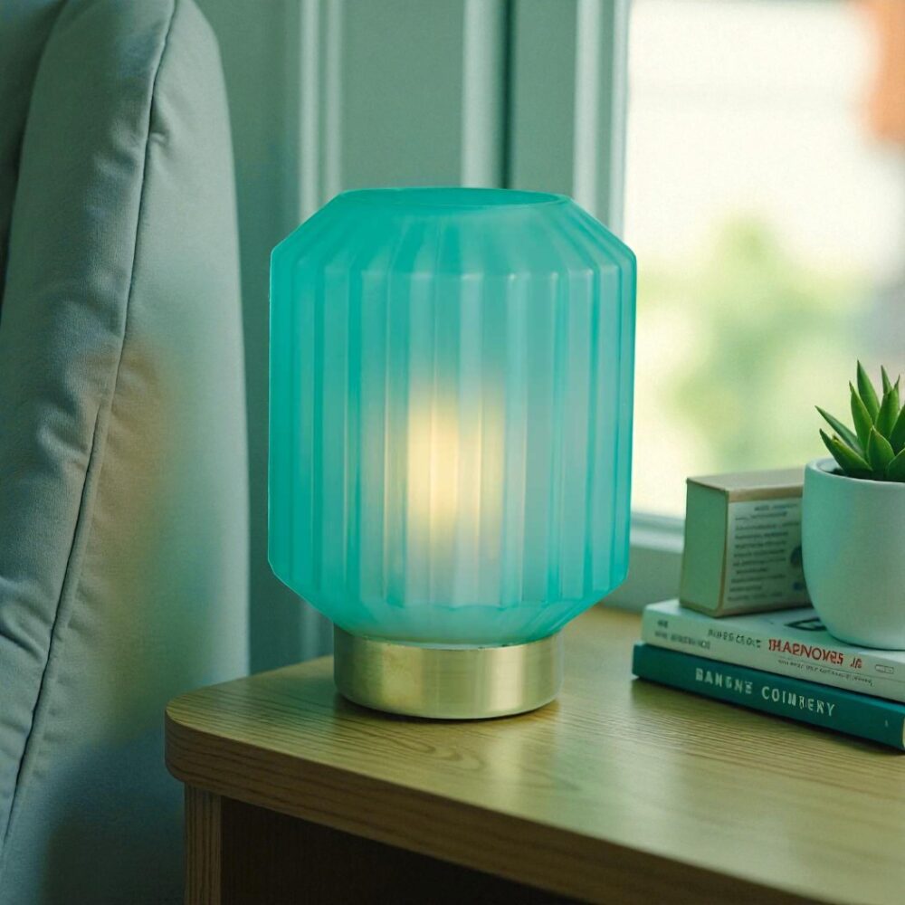 Lampada plissettata celeste piccola - Bomboniere Claraluna