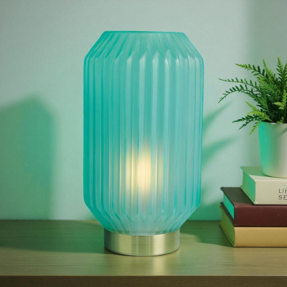 Lampada plissettata celeste grande - Bomboniere Claraluna