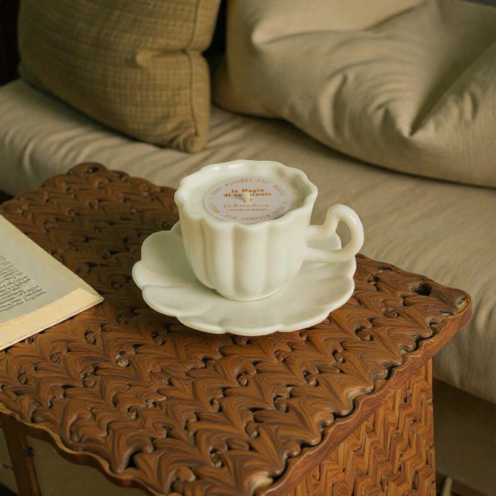 Candela in tazza bianca - Bomboniere Claraluna