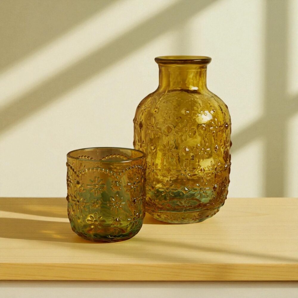 Caraffa con bicchiere gialli - Bomboniere Claraluna