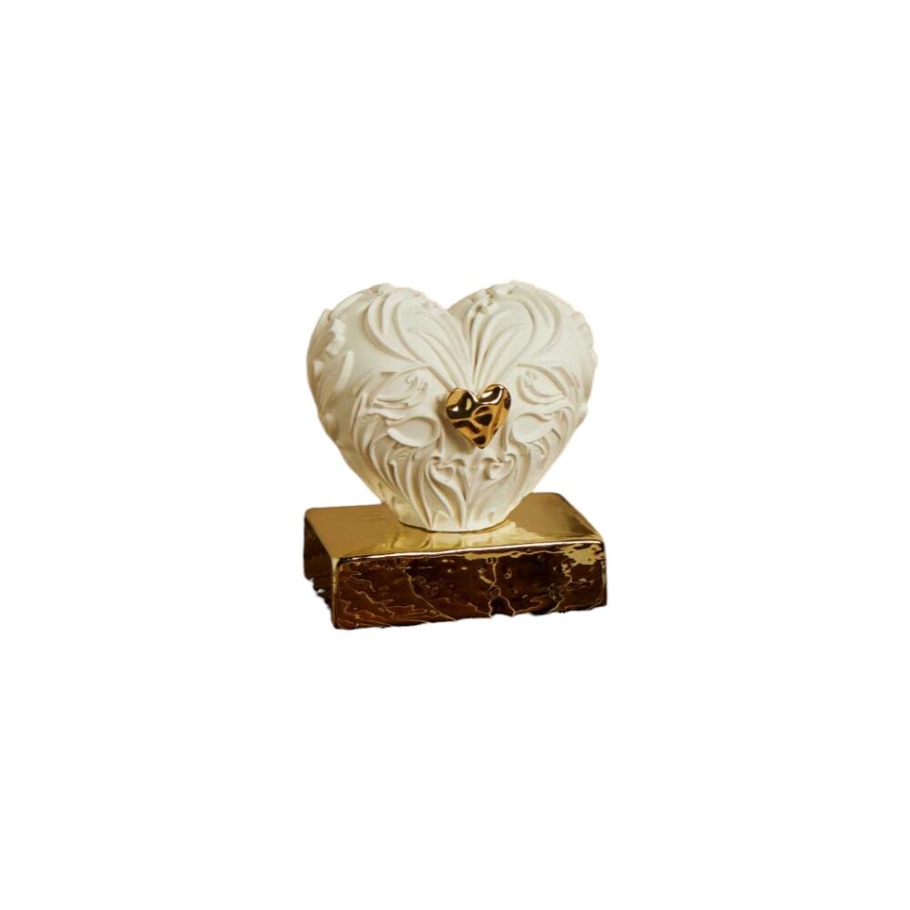 Cuore gesso base oro - Bomboniere Claraluna