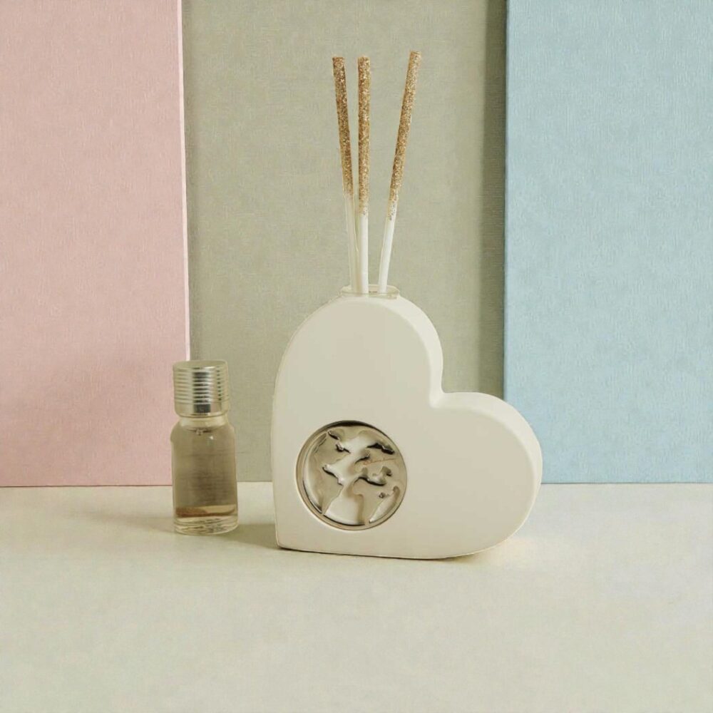 Diffusore cuore mondo silver - Bomboniere Claraluna