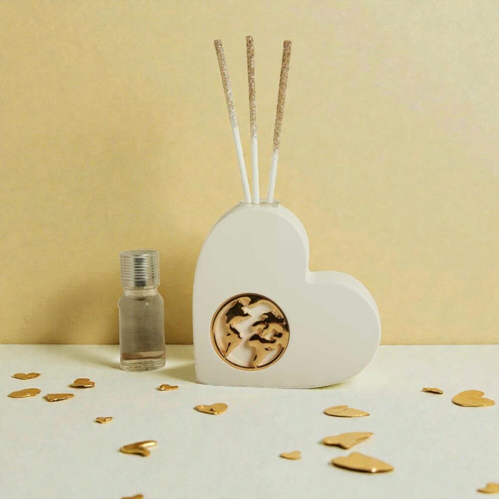 Diffusore cuore mondo oro - Bomboniere Claraluna