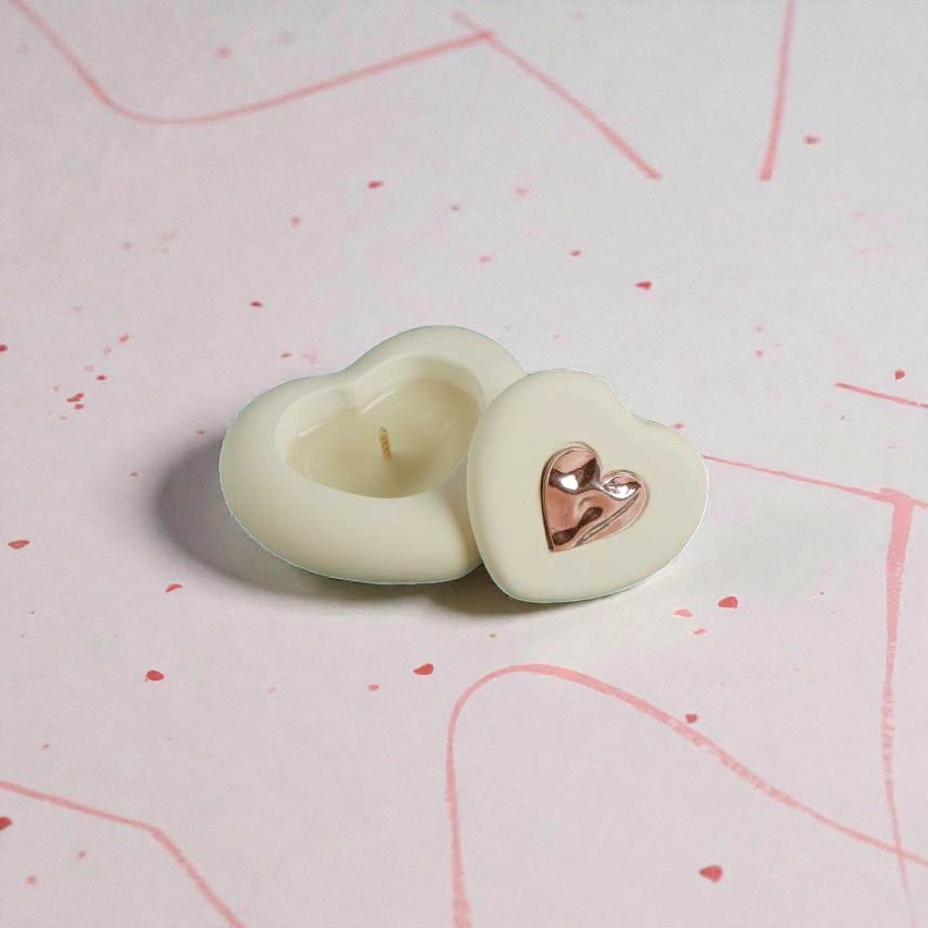 Scatolina candela cuore rosa - Bomboniere Claraluna