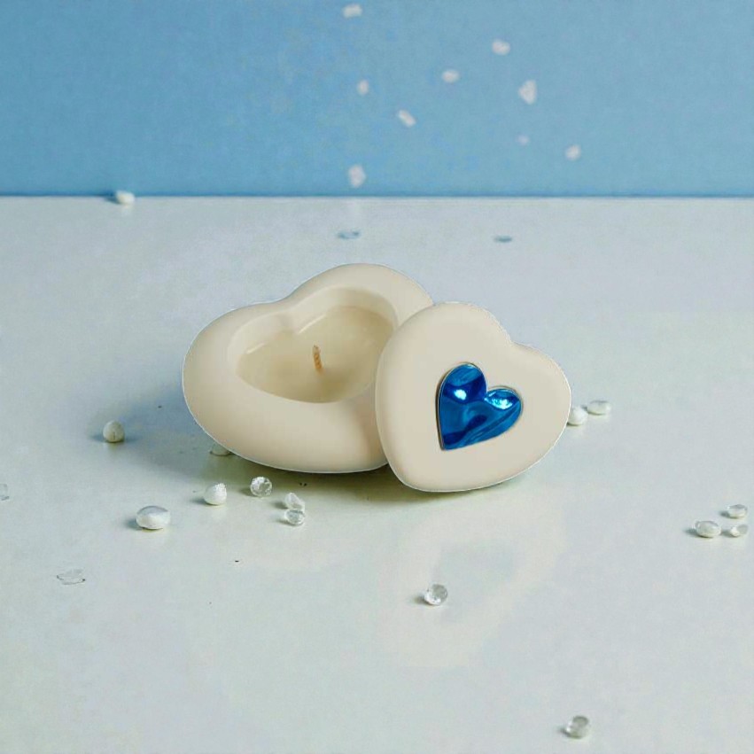 Scatolina candela cuore blu - Bomboniere Claraluna