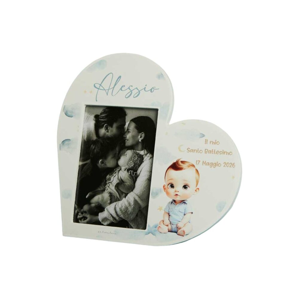 Porta foto cuore celeste - Bomboniere Claraluna