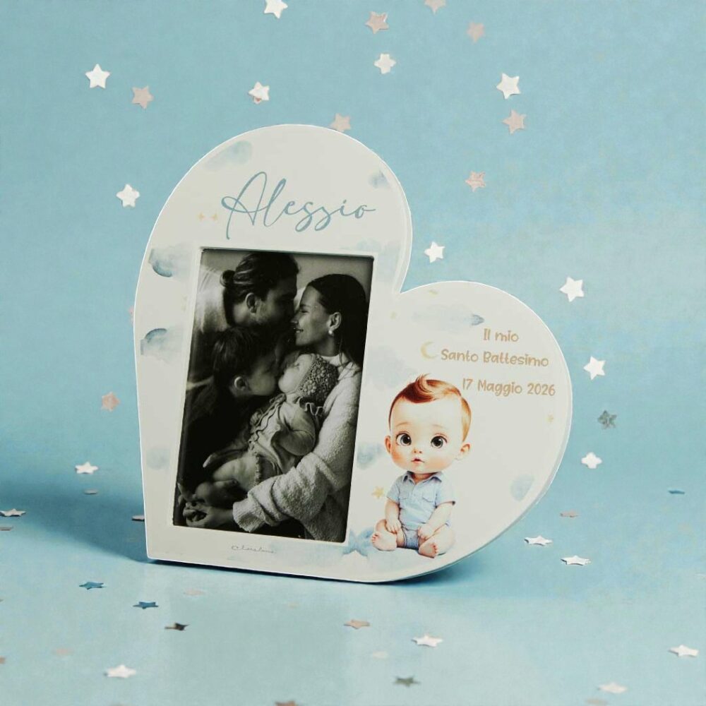 Porta foto cuore celeste - Bomboniere Claraluna