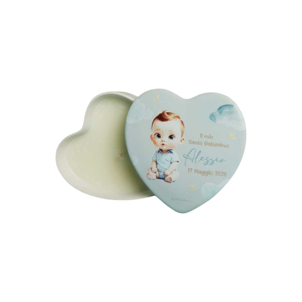 Scatolina candela cuore bimbo - Bomboniere Claraluna