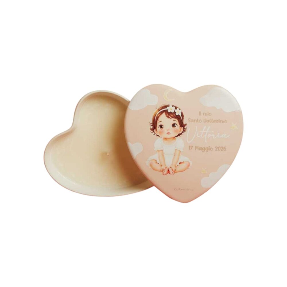 Scatolina candela cuore bimba - Bomboniere Claraluna