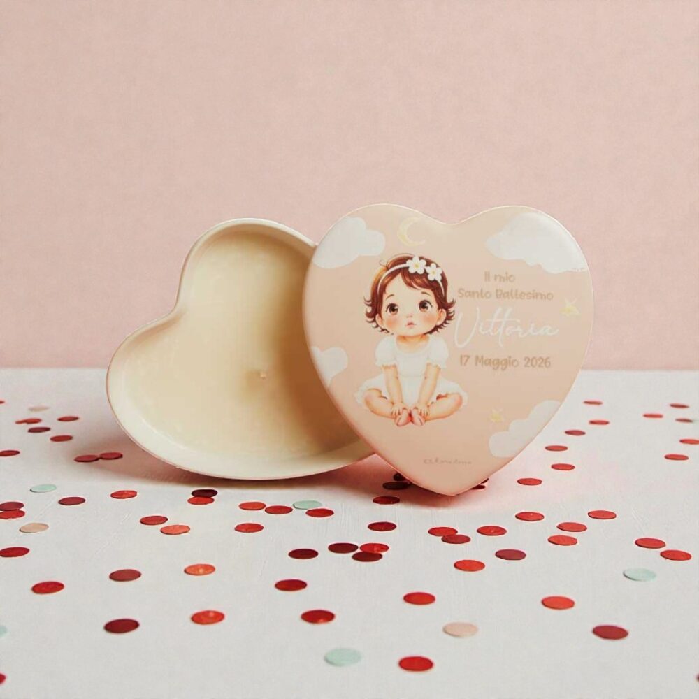 Scatolina candela cuore bimba - Bomboniere Claraluna