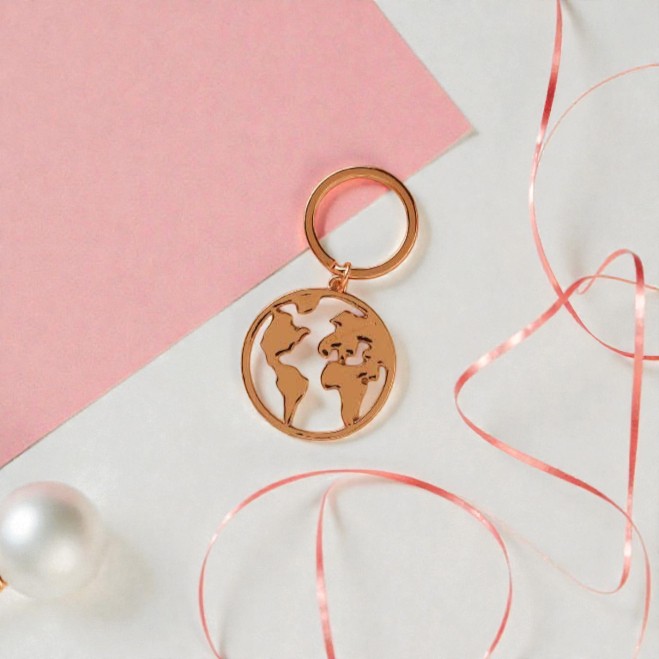 Portachiavi mondo in tre colori - Bomboniere Claraluna