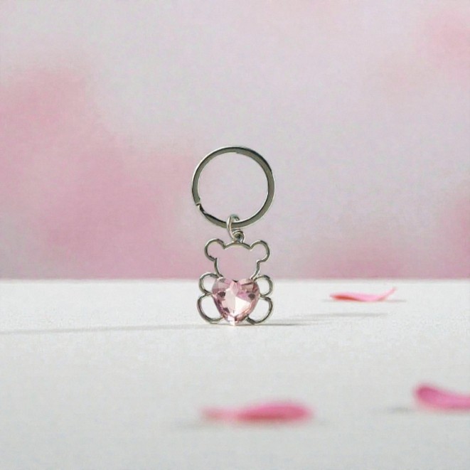 Portachiavi orsetto strass rosa in due colori - Bomboniere Claraluna