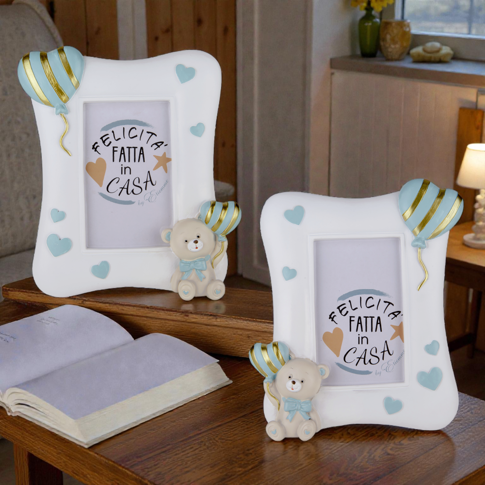 Portafoto Orso Pupo Cielo Cm 15 H18 Bomboniere ETM - immagine 2