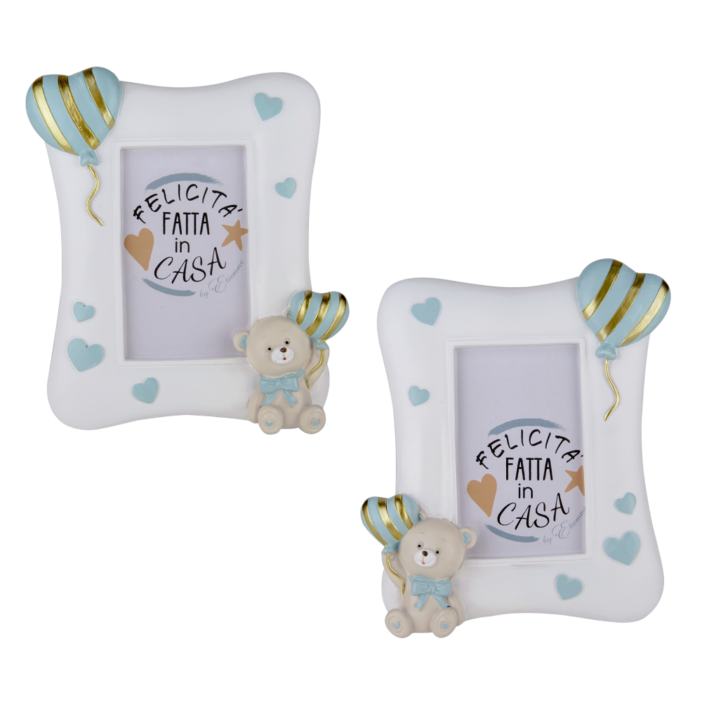 Portafoto Orso Pupo Cielo Cm 15 H18 Bomboniere ETM