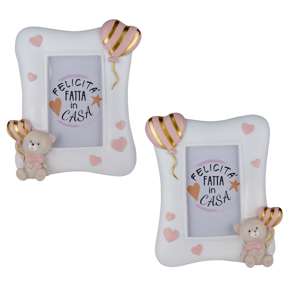 Portafoto Orso Pupo Rosa Cm15 H18 Bomboniere ETM