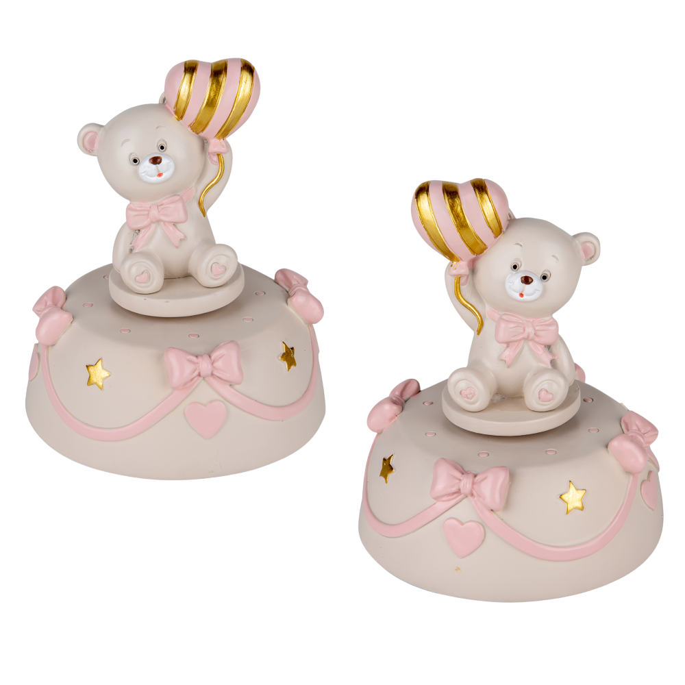 Carillon Pupo Orso Rosa Dm10 H12 Bomboniere ETM