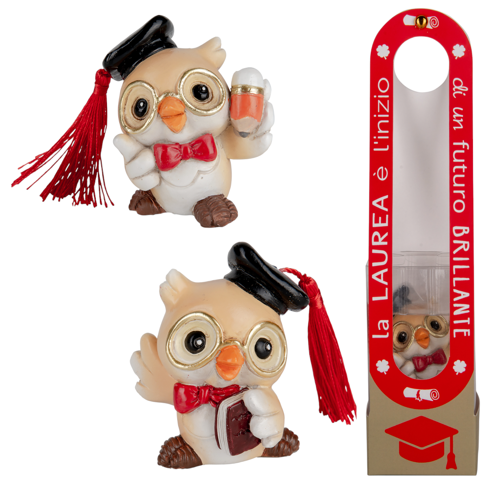 Gufo Happy Laurea H6,5 C/Box Bomboniere ETM