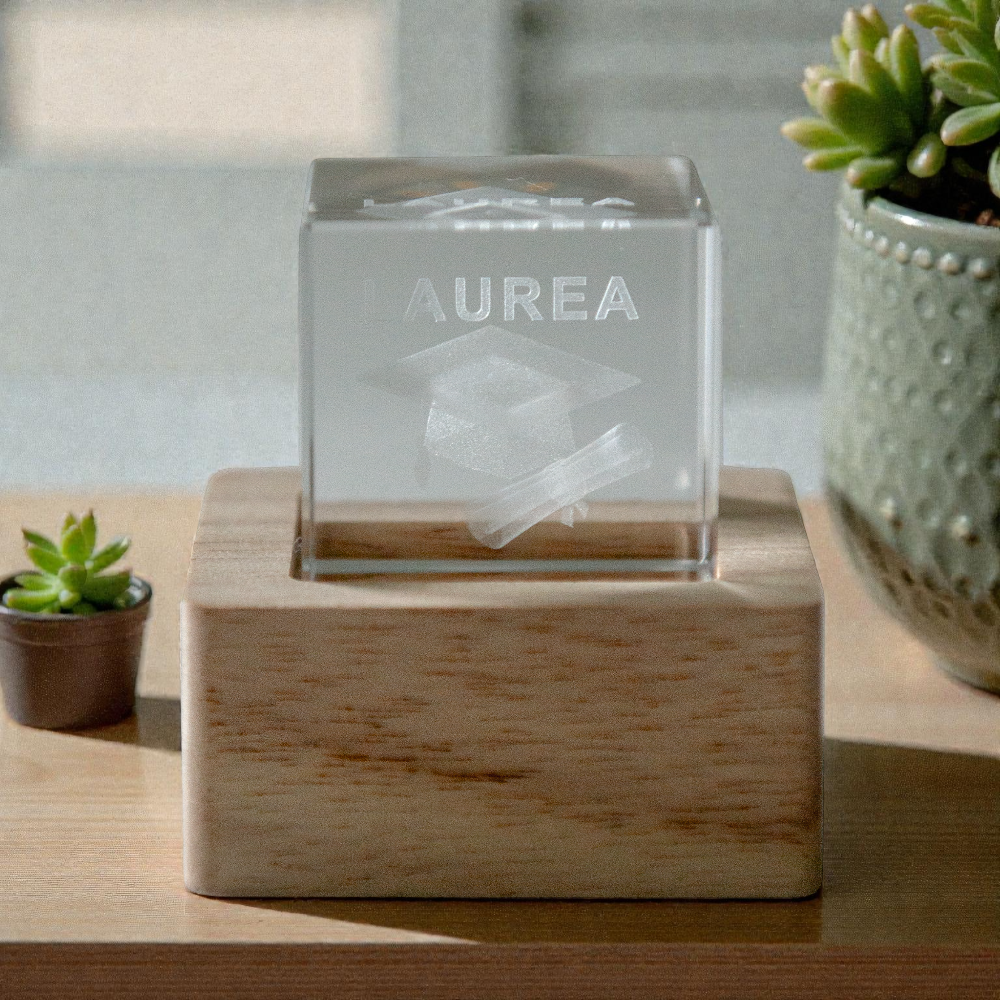 Cubo Crystal Lampo Laurea Cm6x6 Bomboniere ETM - immagine 2