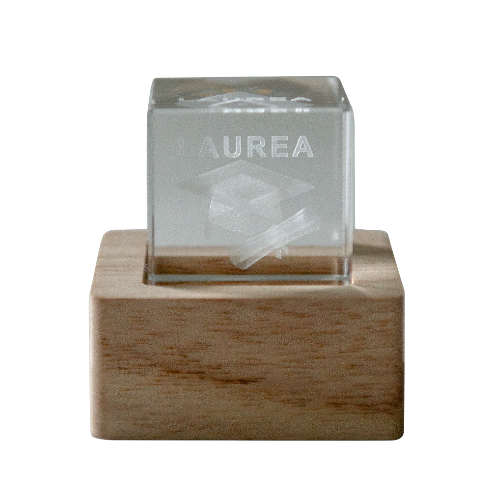 Cubo Crystal Lampo Laurea Cm6x6 Bomboniere ETM