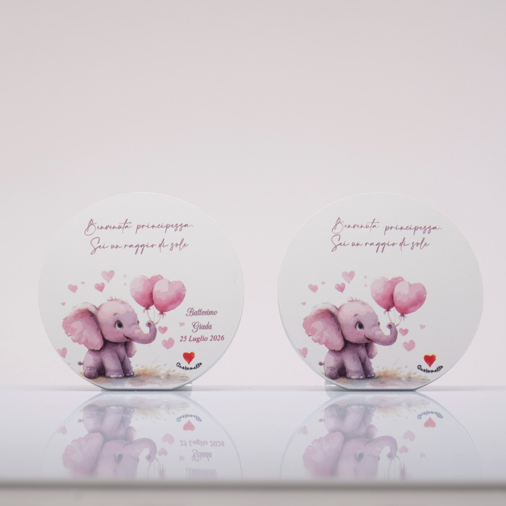 Quadretto Elefante Rosa 10 cm Cuorematto - immagine 2