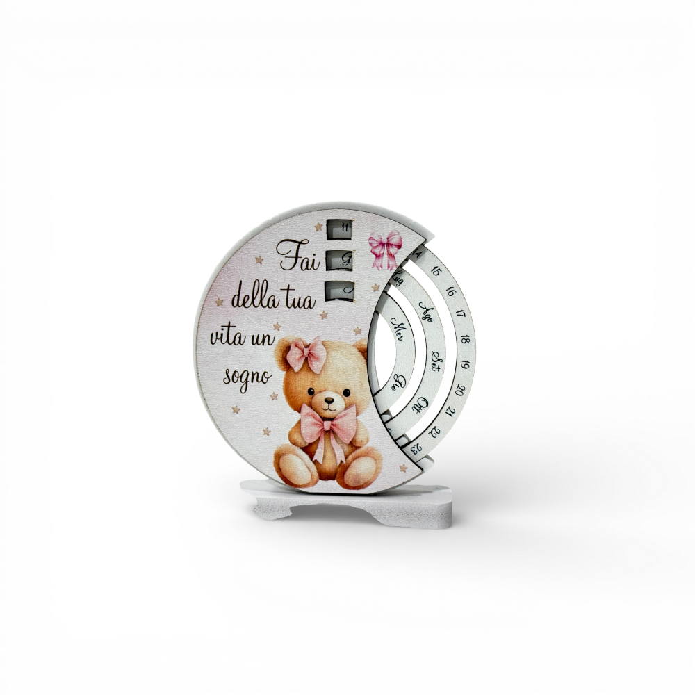 Calendario 12x11cm orso rosa