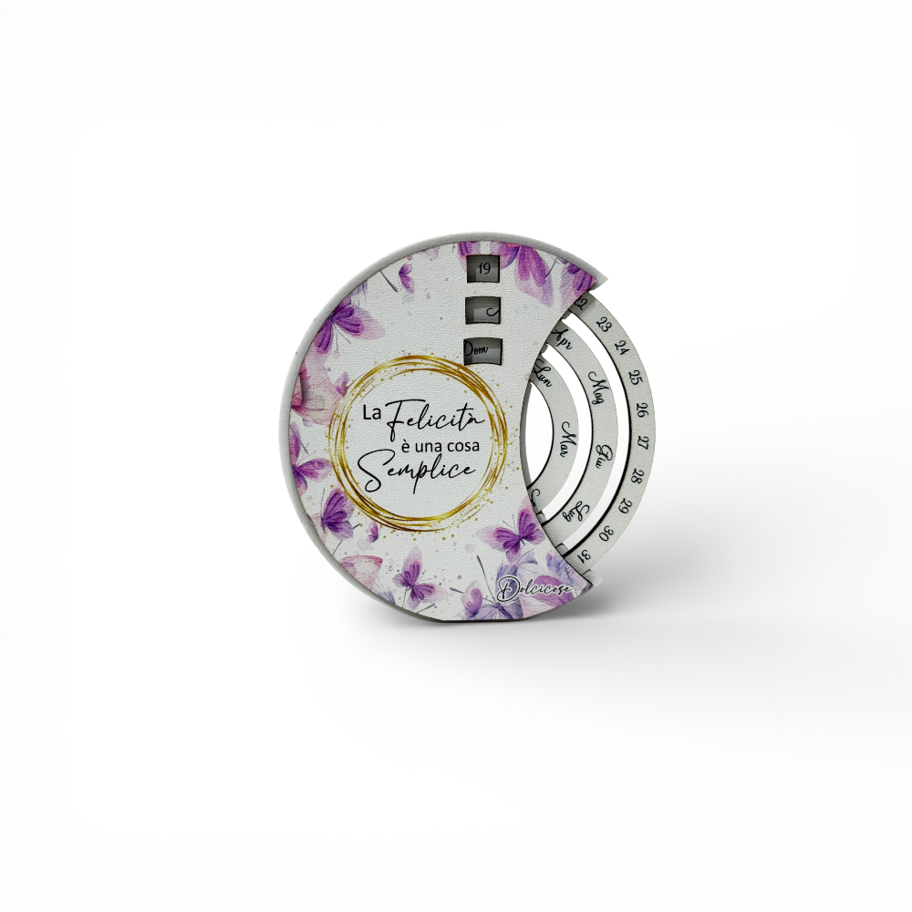 Calendario 12x11cm farfalle rosa