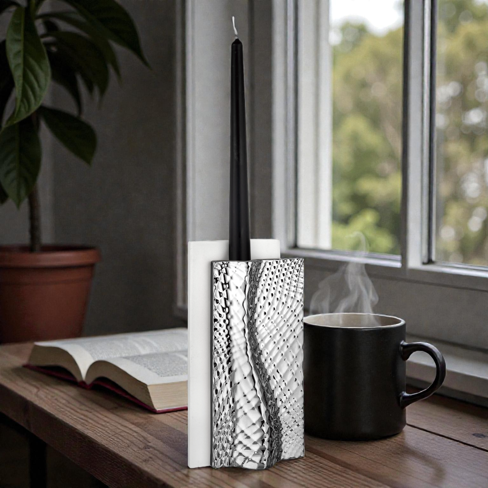 Portacandele Ophis H.22 Bianco Argento – Bongelli Preziosi - immagine 2