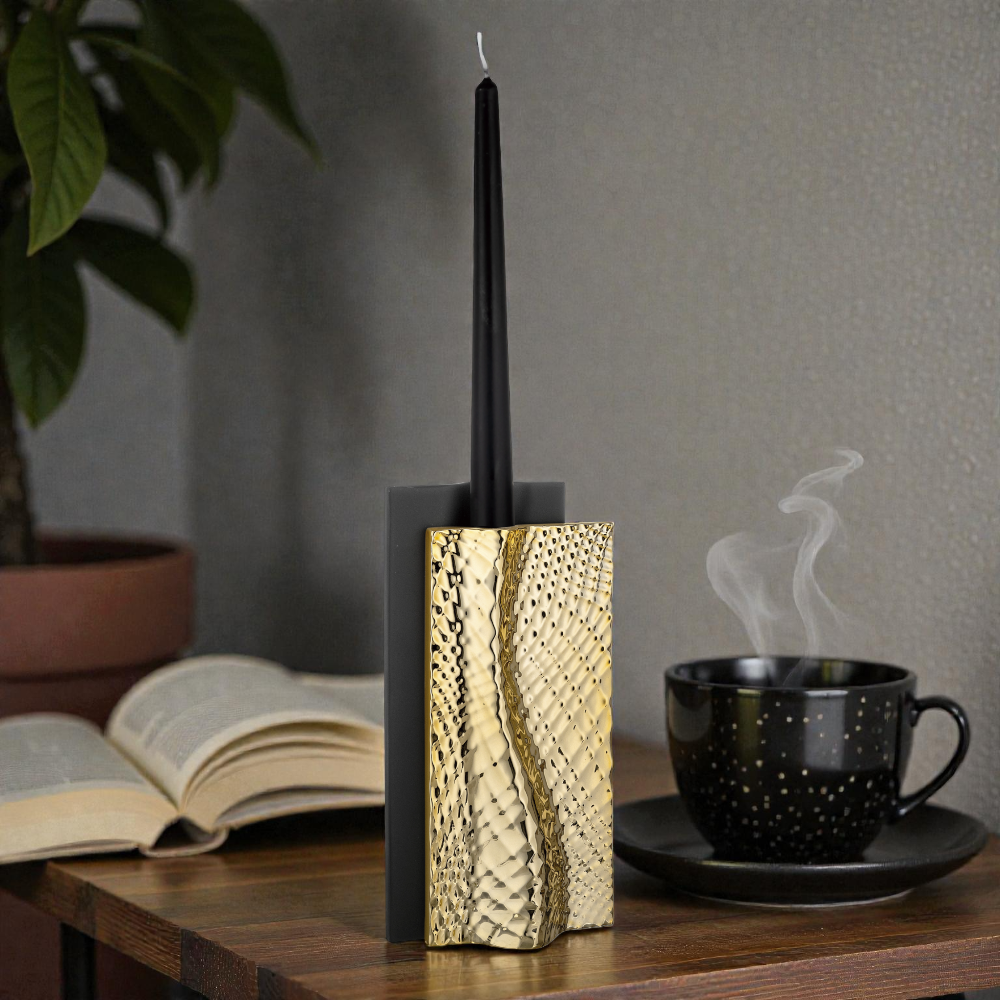 Portacandele Ophis H.22 Nero Oro – Bongelli Preziosi - immagine 2