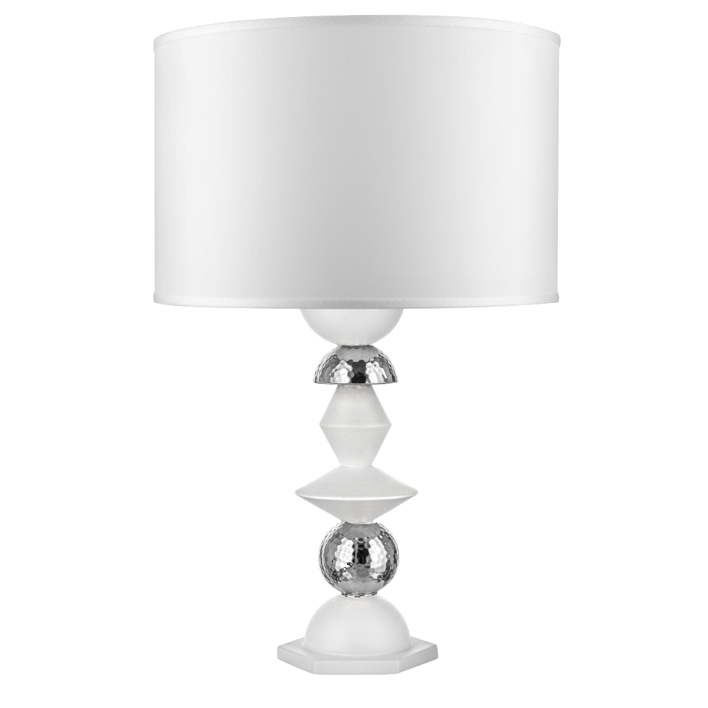 Lampada Liberty h.65 Bianca Argento con Cappa Bianca – Bongelli Preziosi